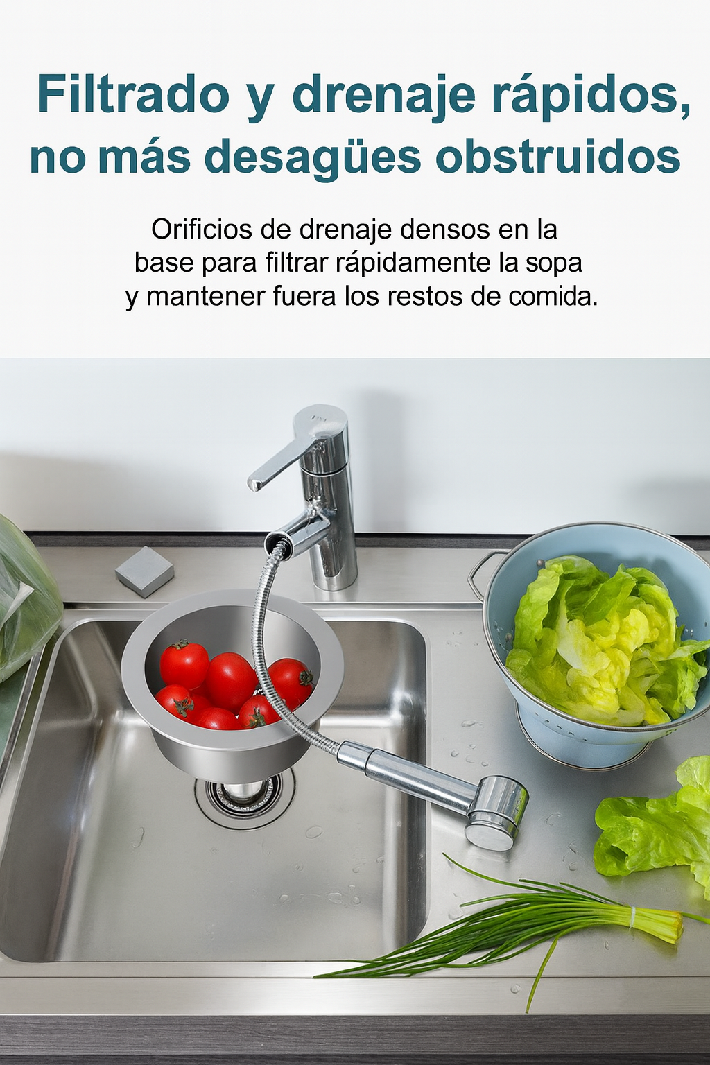 (Descuento 30%) Combo 3 piezas Cesta colador para fregadero de cocina de acero inoxidable con forma de cisne, colgante