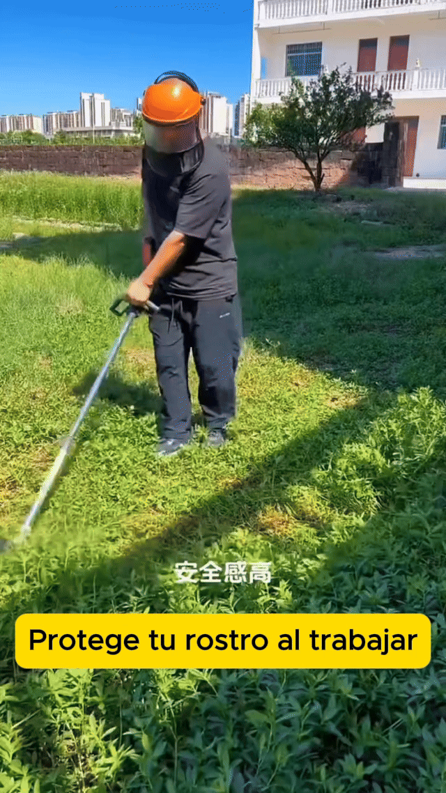 (Rojo) Pantalla facial de protección de PVC, montada en la cabeza, anti-salpicaduras y anti-polvo para cortar césped