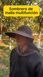 (Negro)Sombrero de malla multifunción para jardinería, pesca, senderismo y bosque.