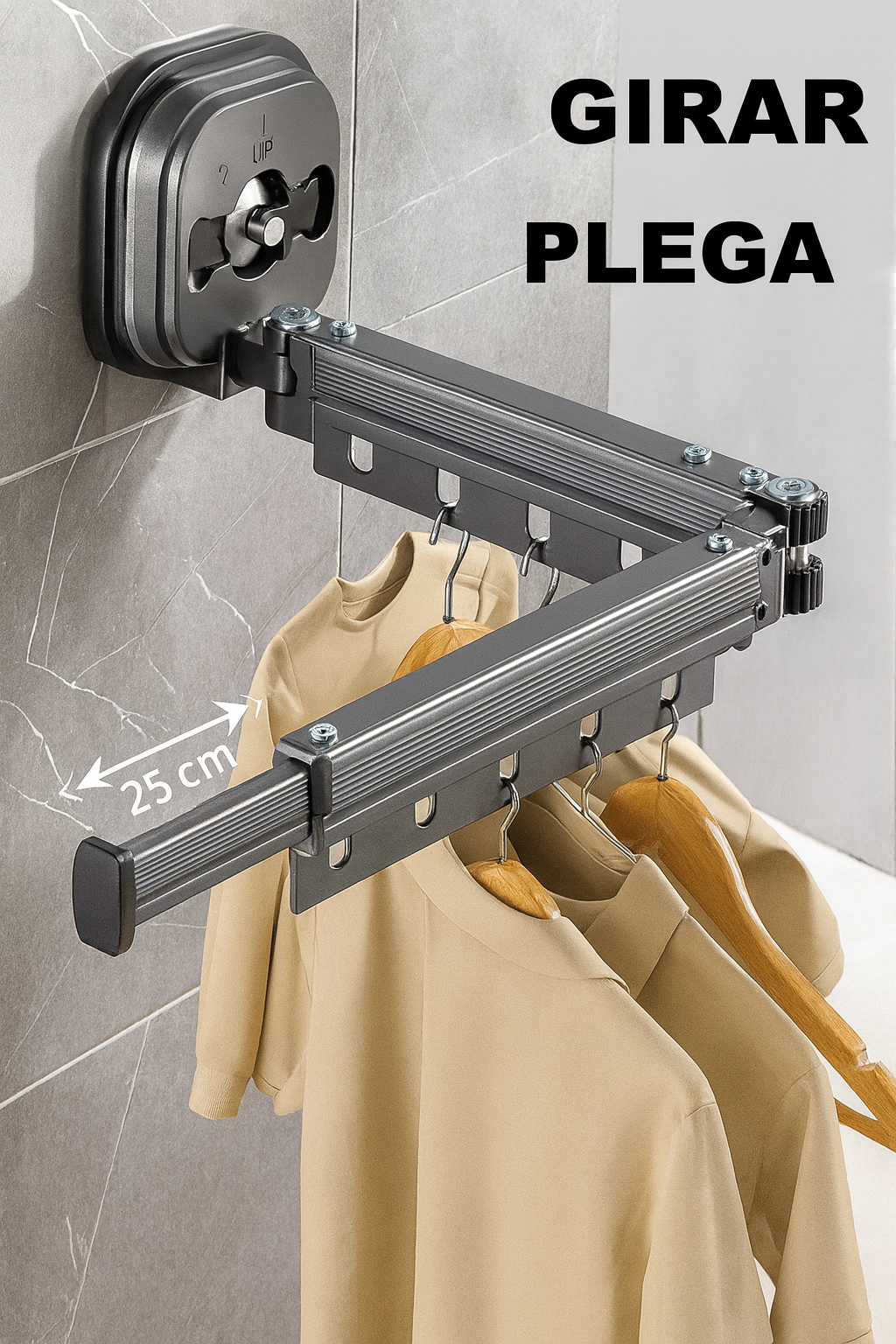 Barra de tendedero metálica plegable