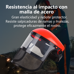 (Rojo) Pantalla facial de protección de PVC, montada en la cabeza, anti-salpicaduras y anti-polvo para cortar césped