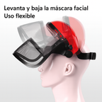 (Rojo) Pantalla facial de protección de PVC, montada en la cabeza, anti-salpicaduras y anti-polvo para cortar césped