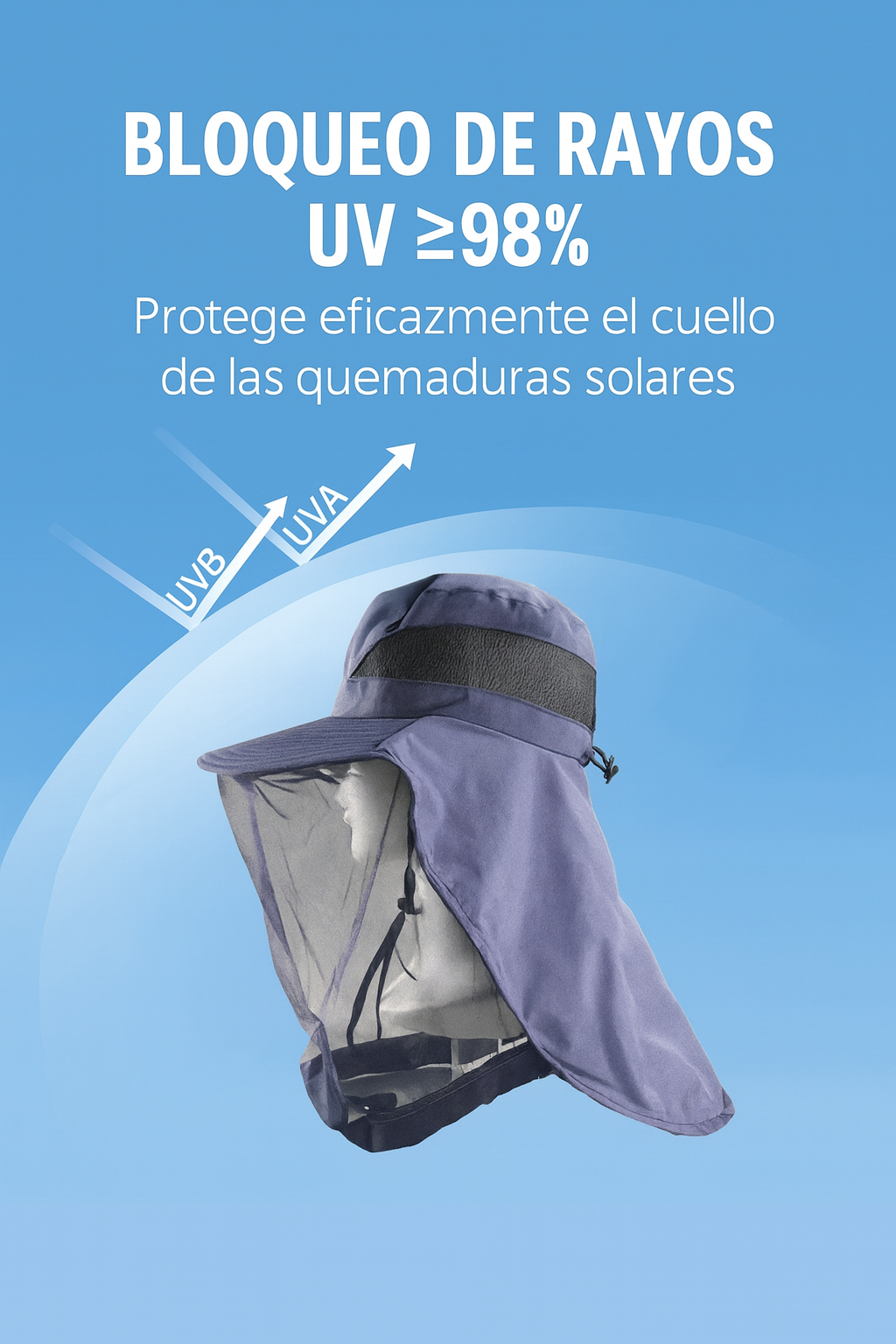 (Negro)Sombrero de malla multifunción para jardinería, pesca, senderismo y bosque.