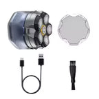 (30% de descuento) Cortapelos FK-8750 inalámbrico 6D para cabeza calva – Afeitadora rotativa para hombres, resistente al agua, con cuchilla magnética recargable y pantalla LCD.