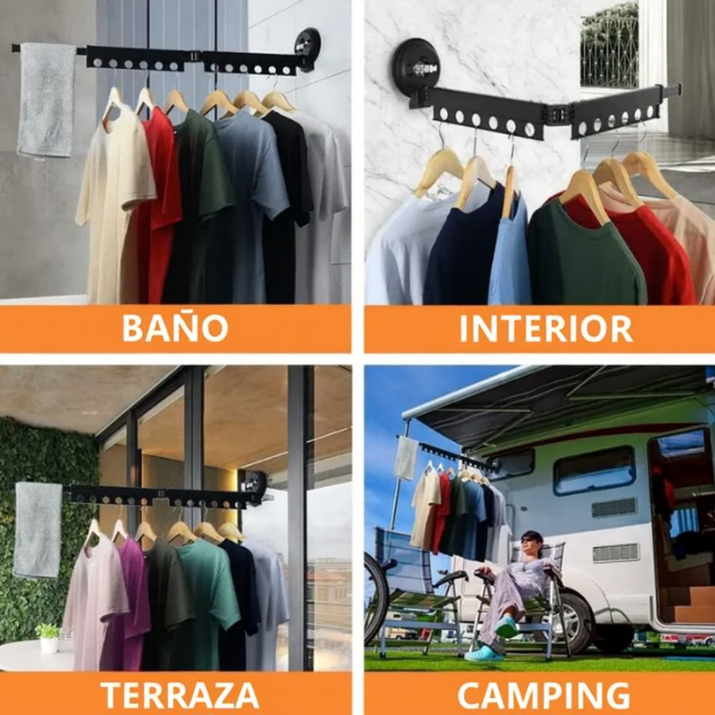 Barra de tendedero metálica plegable