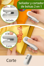 (DESCUENTO 30% SOLO 24 HORAS )Mini sellador de bolsas con cortador e imán
