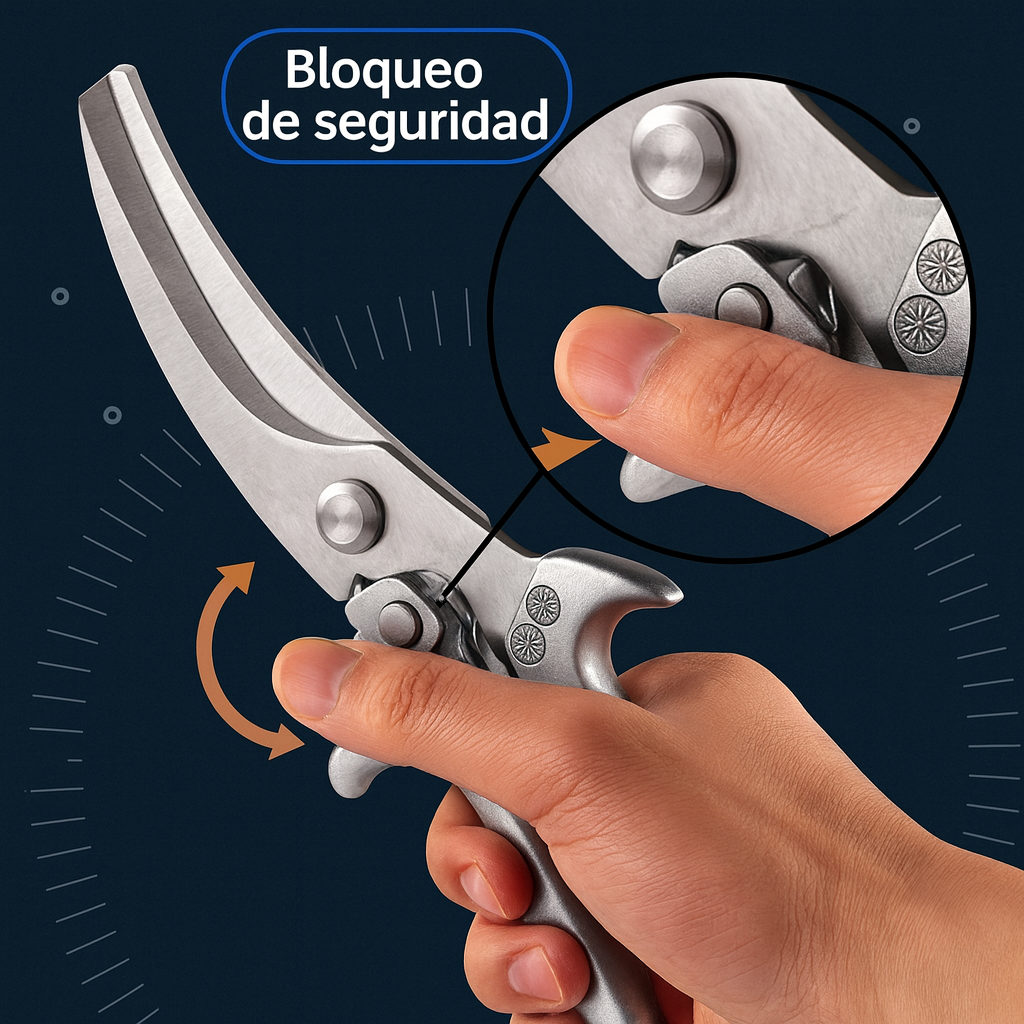 Tijeras multiusos pueden cortar huesos, pollo, carne de res, cerdo.