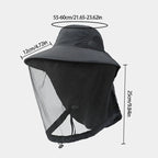 (Negro)Sombrero de malla multifunción para jardinería, pesca, senderismo y bosque.