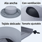 (Negro)Sombrero de malla multifunción para jardinería, pesca, senderismo y bosque.