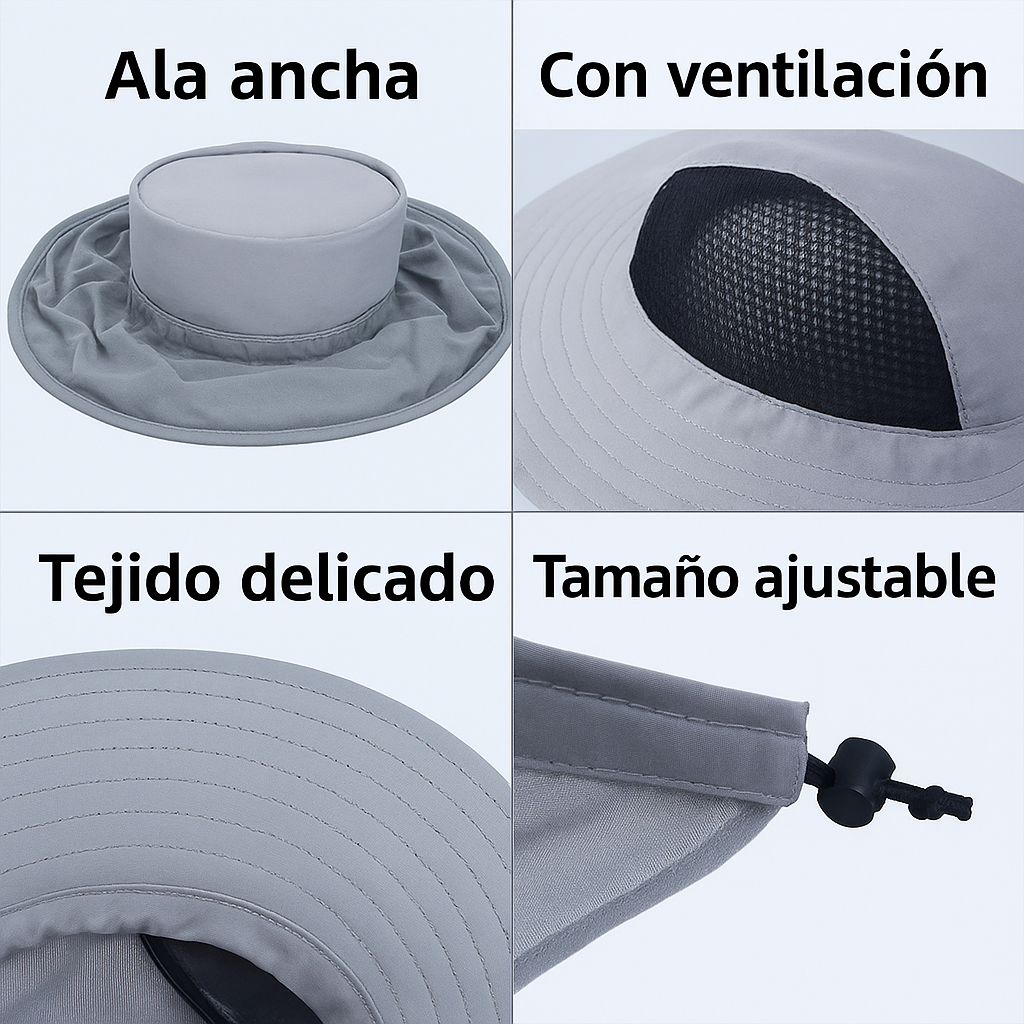 (Negro)Sombrero de malla multifunción para jardinería, pesca, senderismo y bosque.