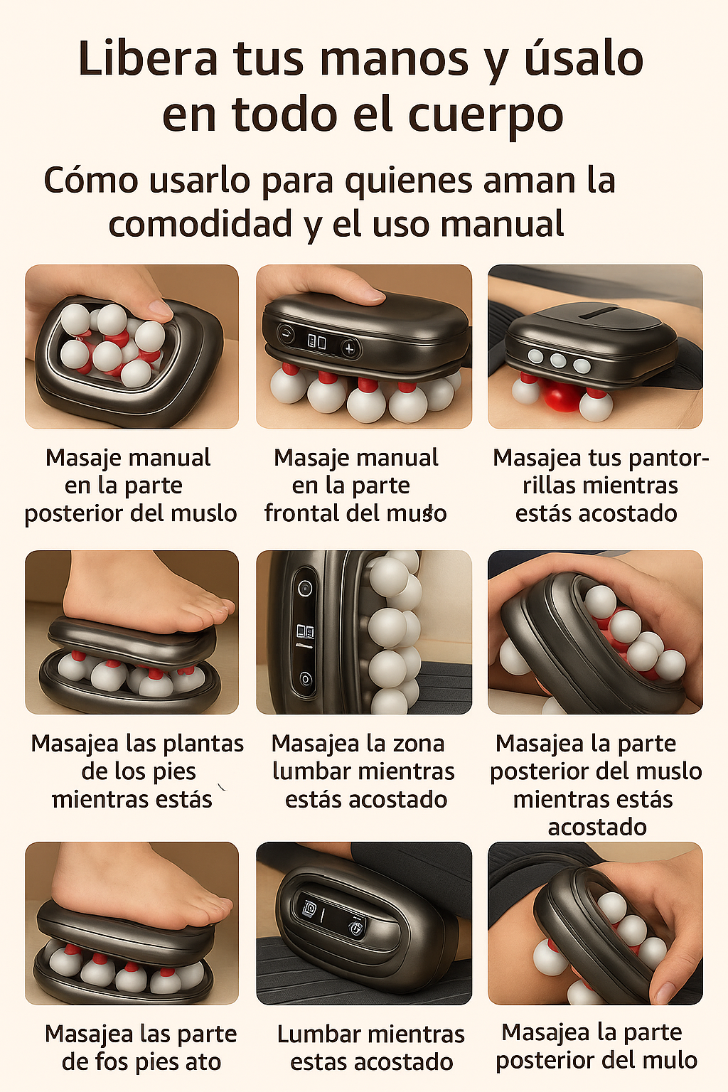 (reducida en 30%) Masajeador de Alta Frecuencia con 6/8/16 Cabezas