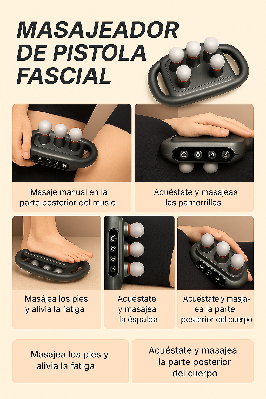 (reducida en 30%) Masajeador de Alta Frecuencia con 6/8/16 Cabezas