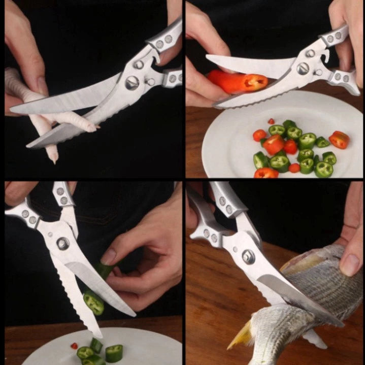 Tijeras multiusos pueden cortar huesos, pollo, carne de res, cerdo.